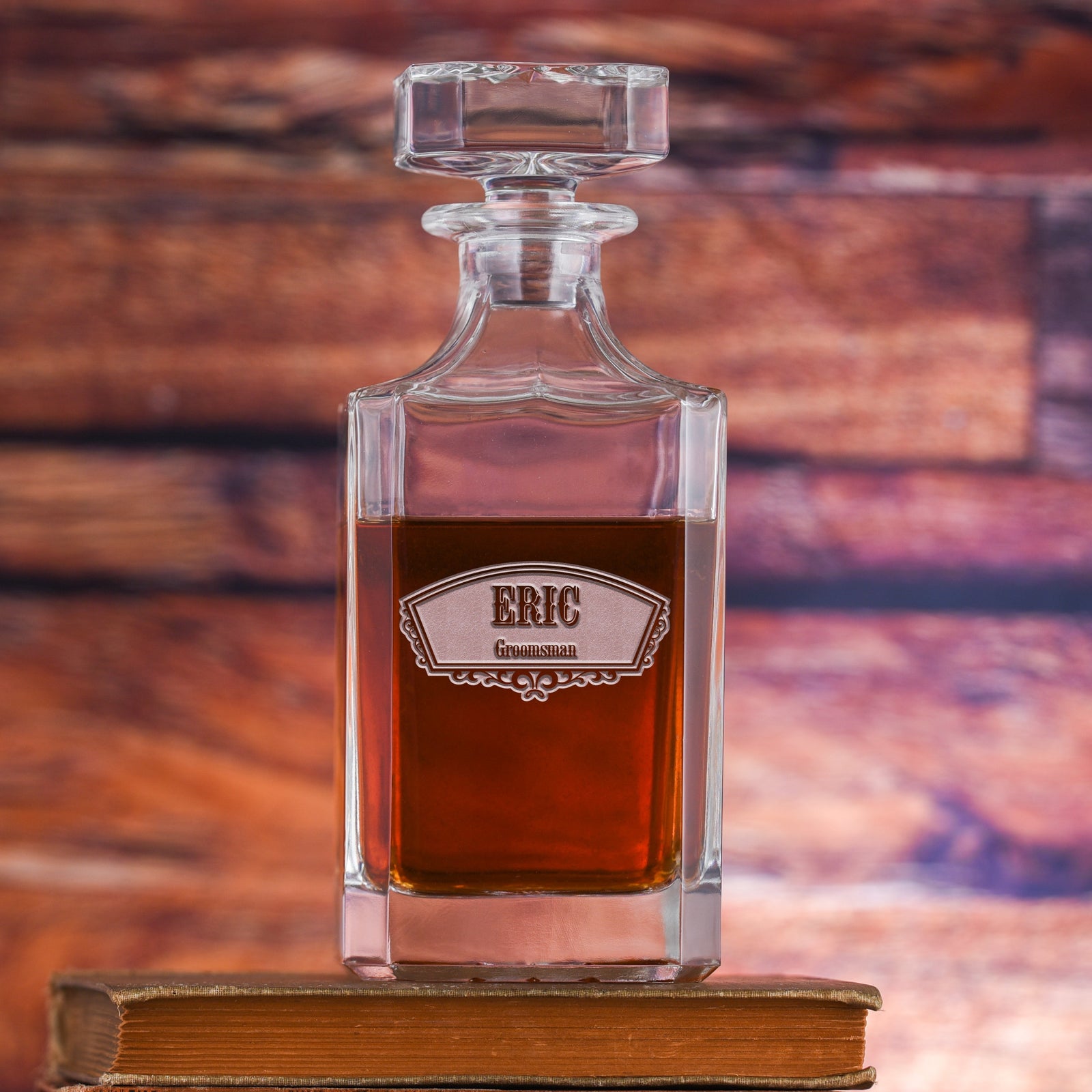 Custom Etched Square Decanter personalized decanter