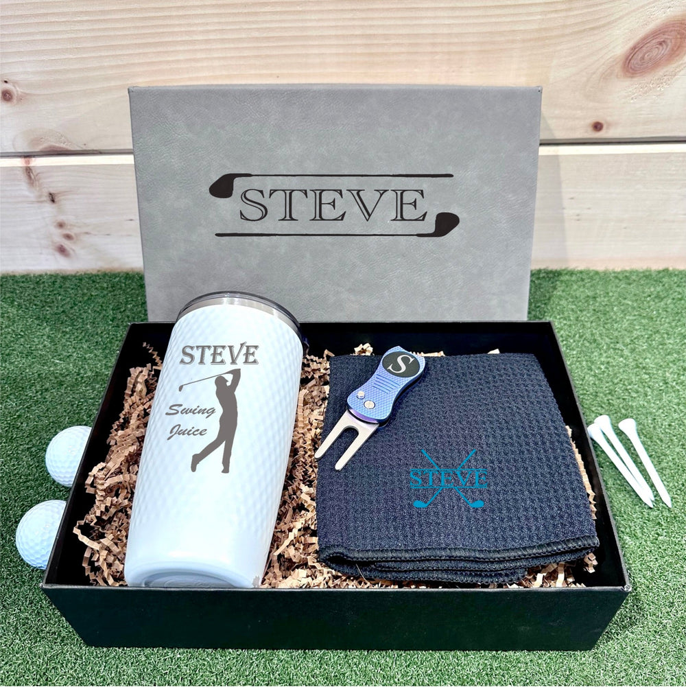 Vip Golf Box Personalized Golf Gift Box Set with Custom Towel, Divot Tool, Tumbler ...