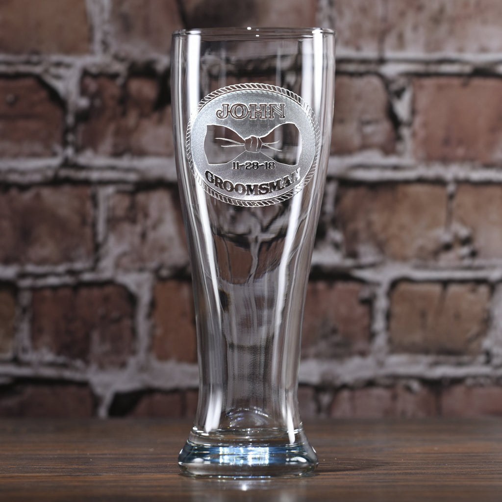 HomeWetBar Engraved Tall Pilsner Beer Glass Set of 4 Custom Glass, Personalized Pilsner Glass, Beer lovers, Gifts for Men, Wedding