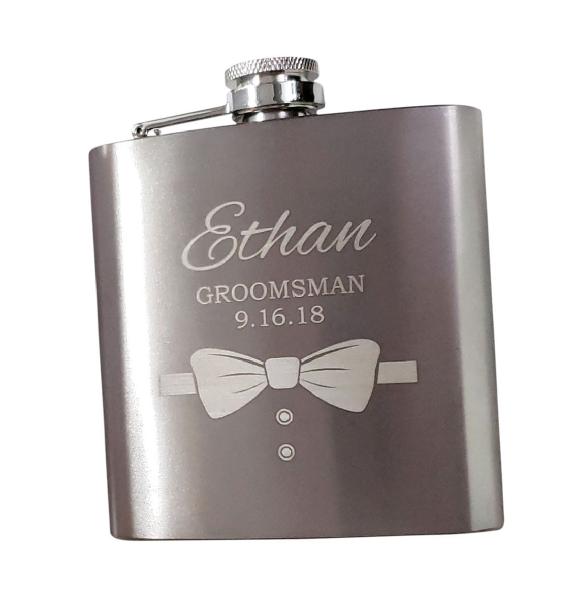 Custom Monogram Flask - 6 oz Stainless Steel - Liquid Courage Flasks