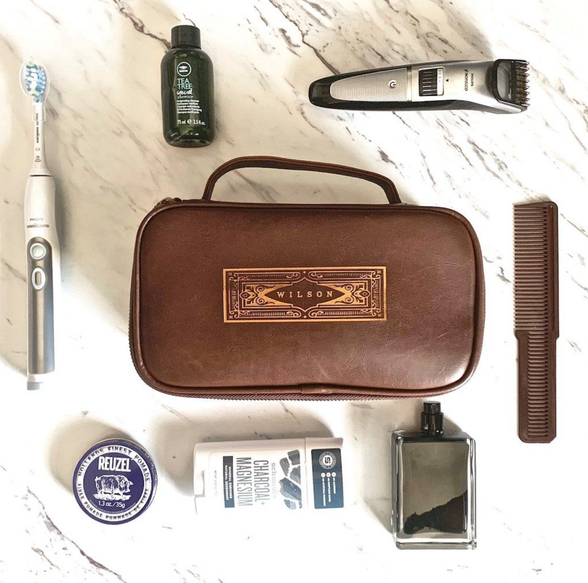 Mens leather shaving online bag