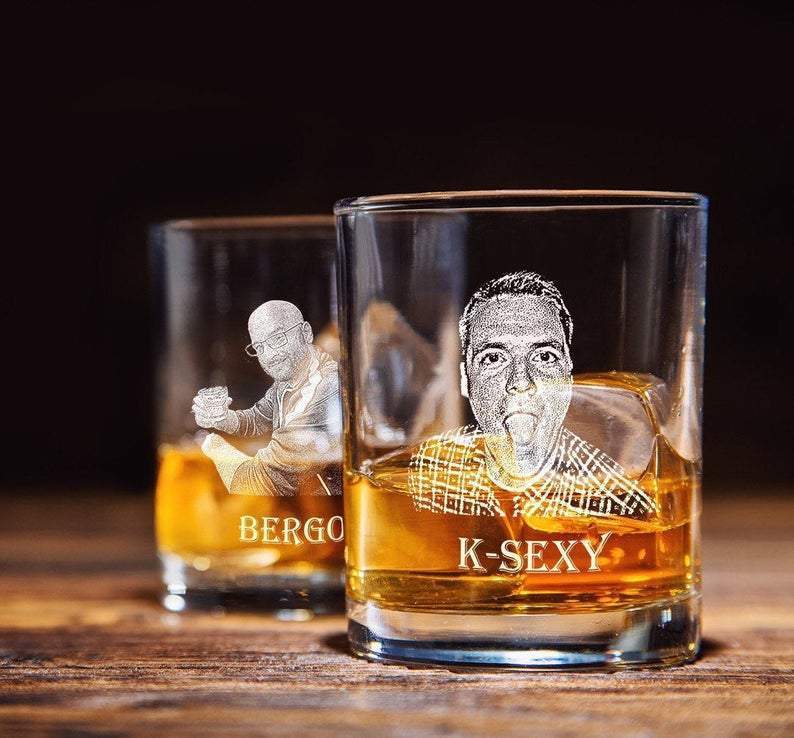 Funny Gift For Men  Laser Engraved Your Guy on a Beer Glass - Groovy Guy  Gifts
