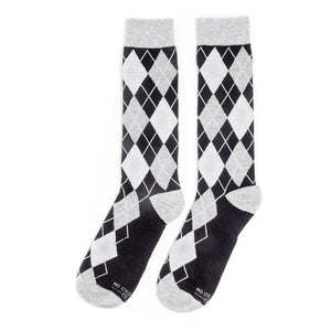 Personalized Groomsmen Proposal Socks Black and White Argyle