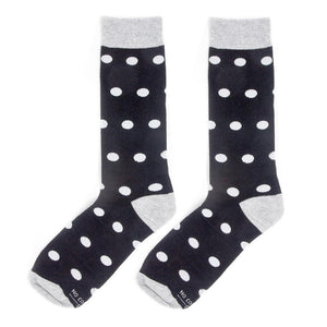Personalized Groomsmen Proposal Socks Black and White Polka Dots