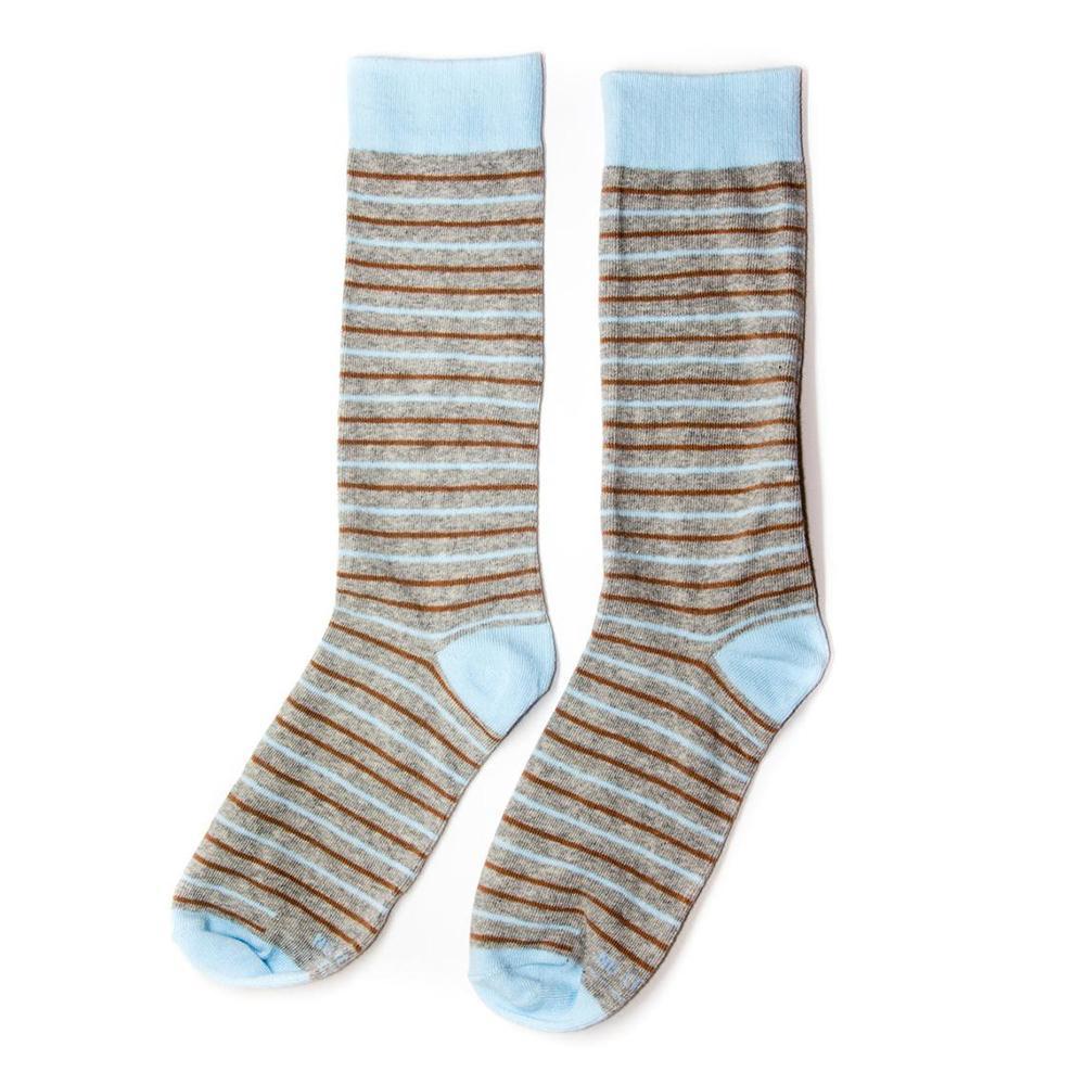 Personalized Groomsmen Proposal Socks Blue and Brown Stripes