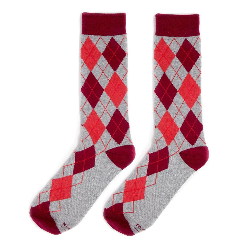 Personalized Groomsmen Proposal Socks Crimson and Coral Argyle