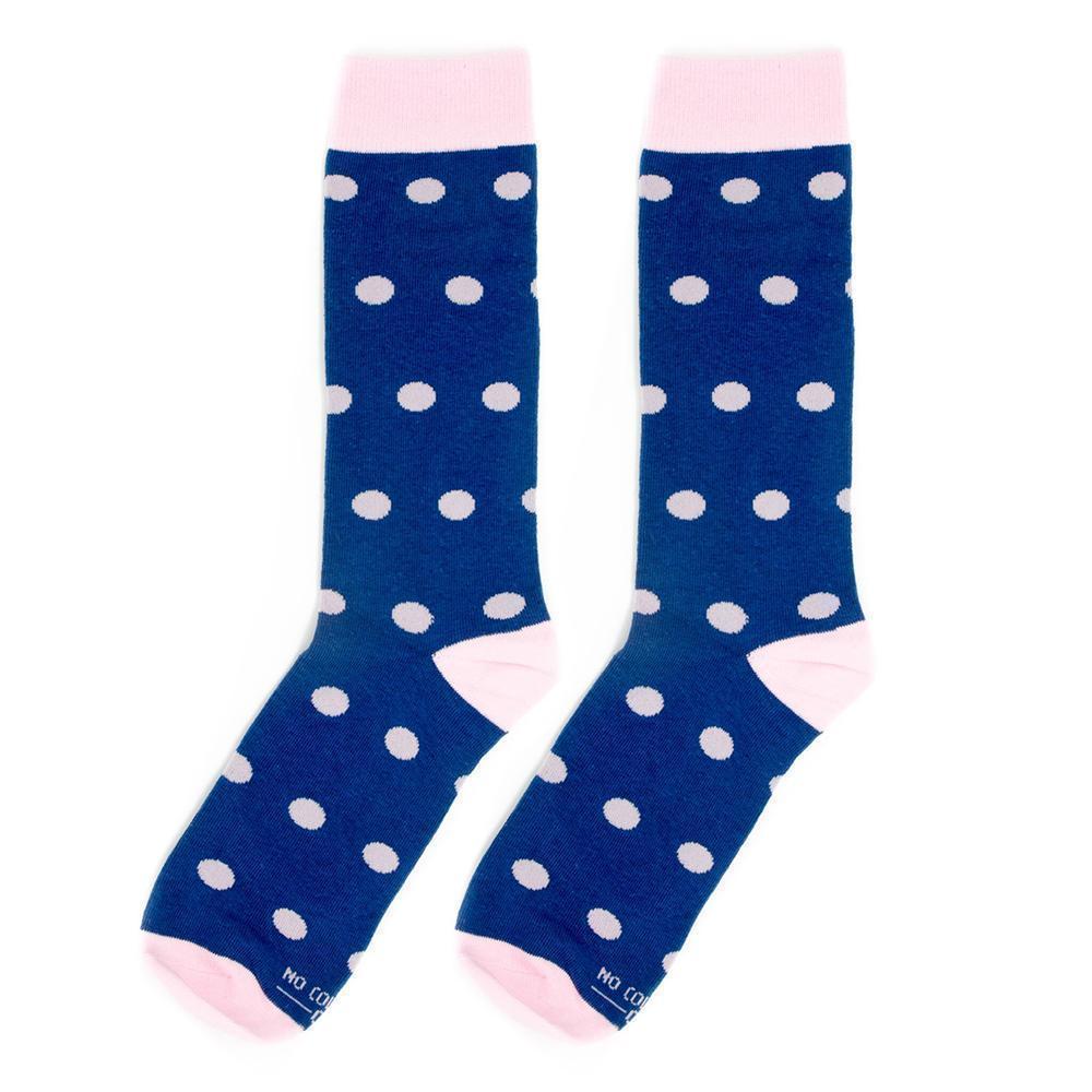 Personalized Groomsmen Proposal Socks Navy and Pink Polka Dots