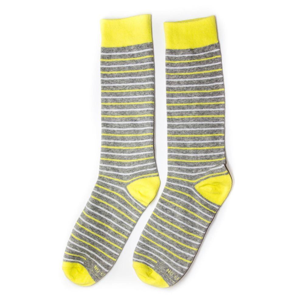 Personalized Groomsmen Proposal Socks Yellow and White Stripes