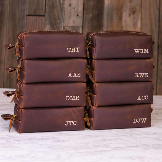 Personalized Leather Dopp Kit & Toiletry Bag