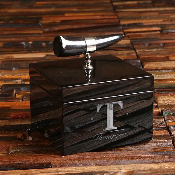 Personalized Wallet, Flask & Ox Horn Handle Box Gift