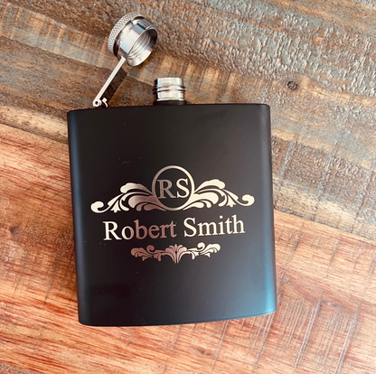 Personalized Matte Black Flask