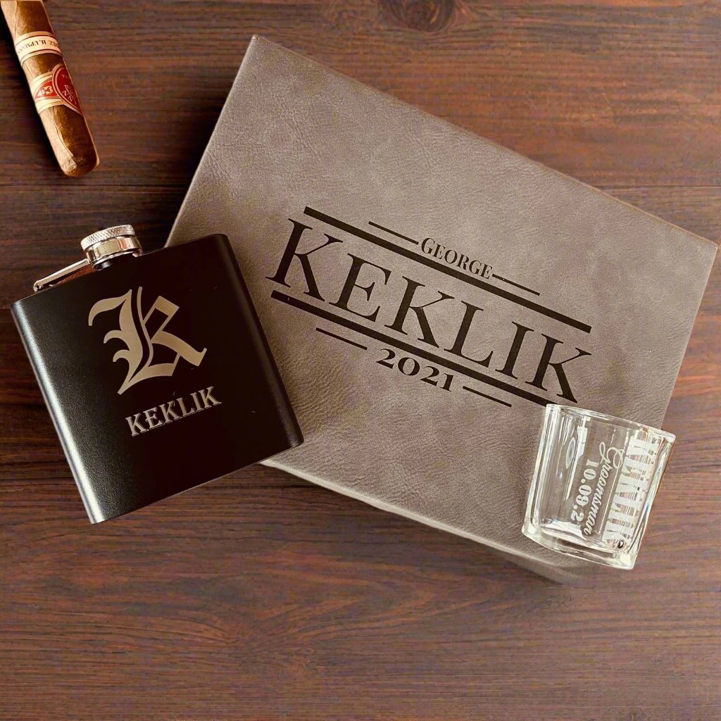 Personalized Box Set with Flask and Glass Shot glass 